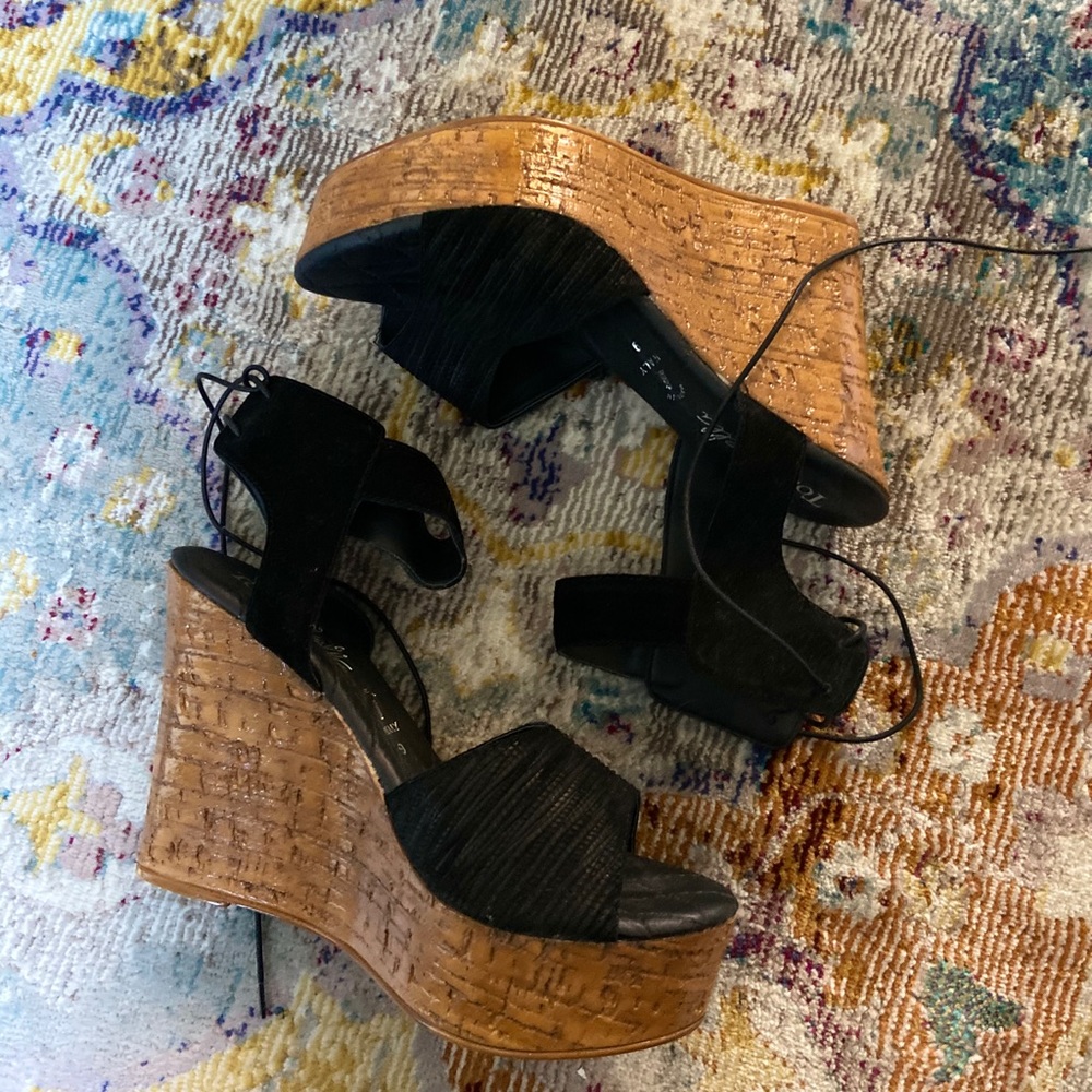 Black ankle laced wedges